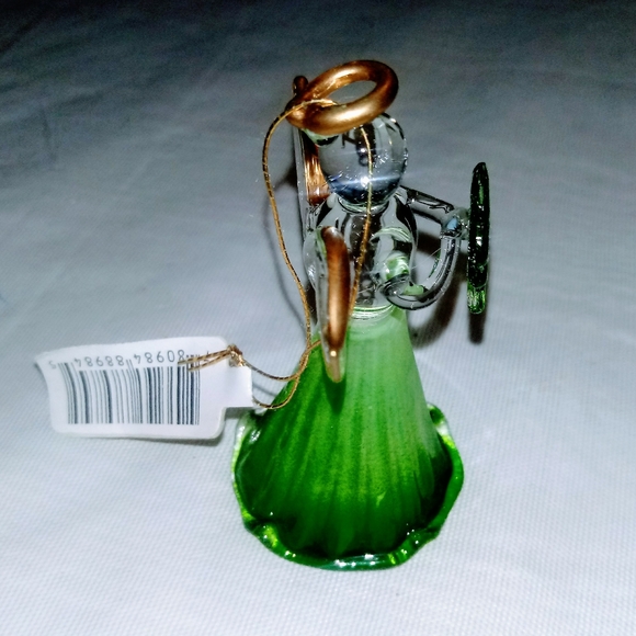🍀 Irish Angel Lucky Shamrock, glass & gold Vintage ornament figurine. - Picture 3 of 6